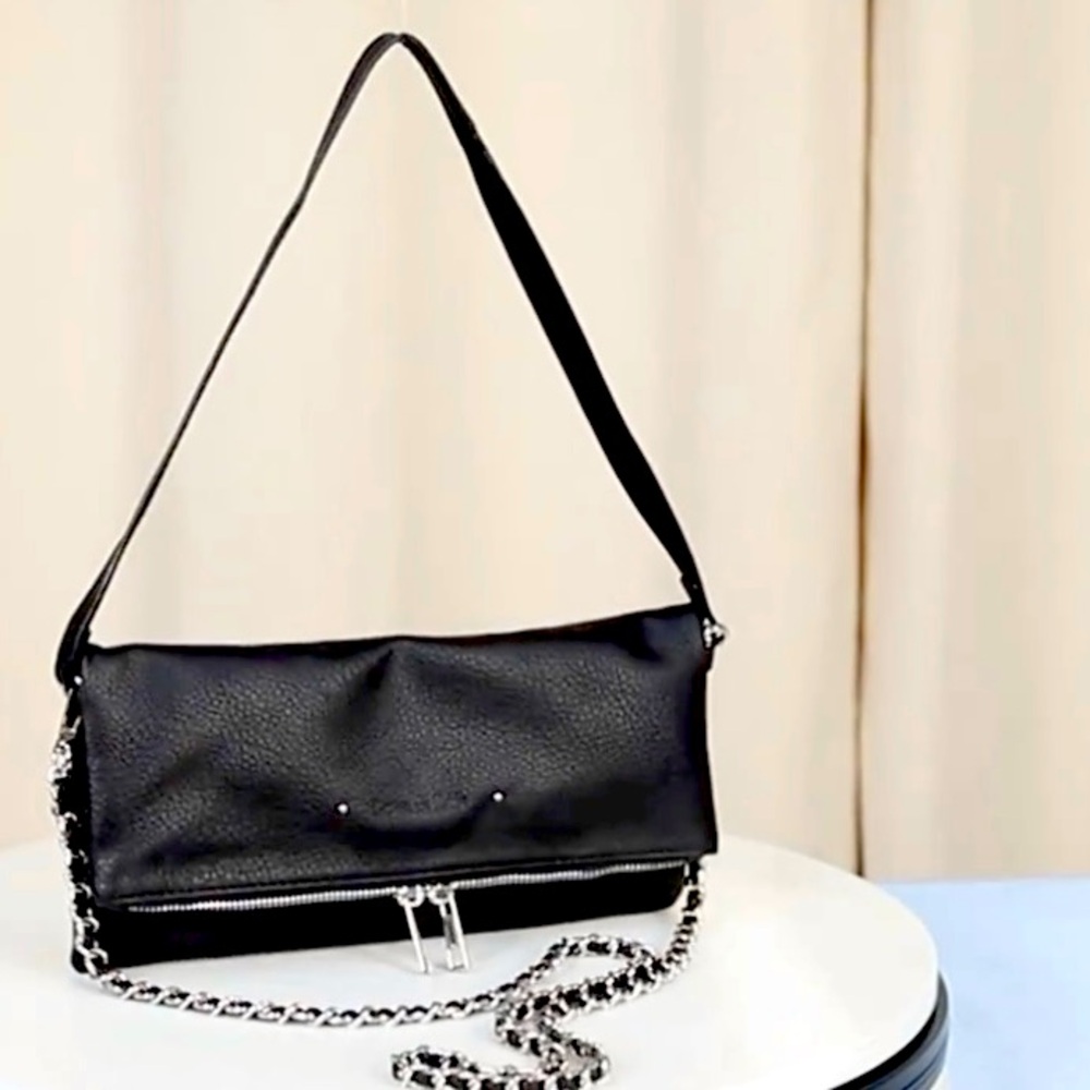 >SALE< New - Amazing - Faux Leather Convertible Shoulder/Crossbody Bag -Black